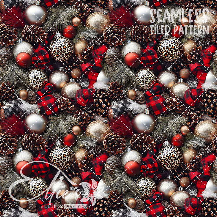 Leopard Christmas - 14 Tiled Pattern Digital Images (Seamless)