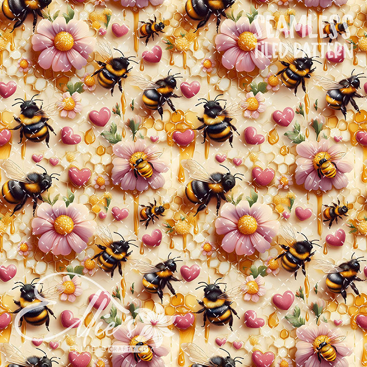 Bee Love Bundle 2 - 30 Tiled Pattern Digital Images (Seamless)