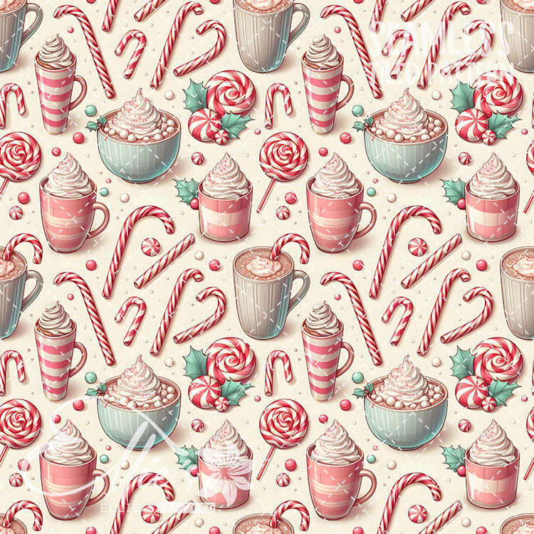 Christmas Hot Cocoa V1 - 10 Tiled Pattern Digital Images (Seamless)