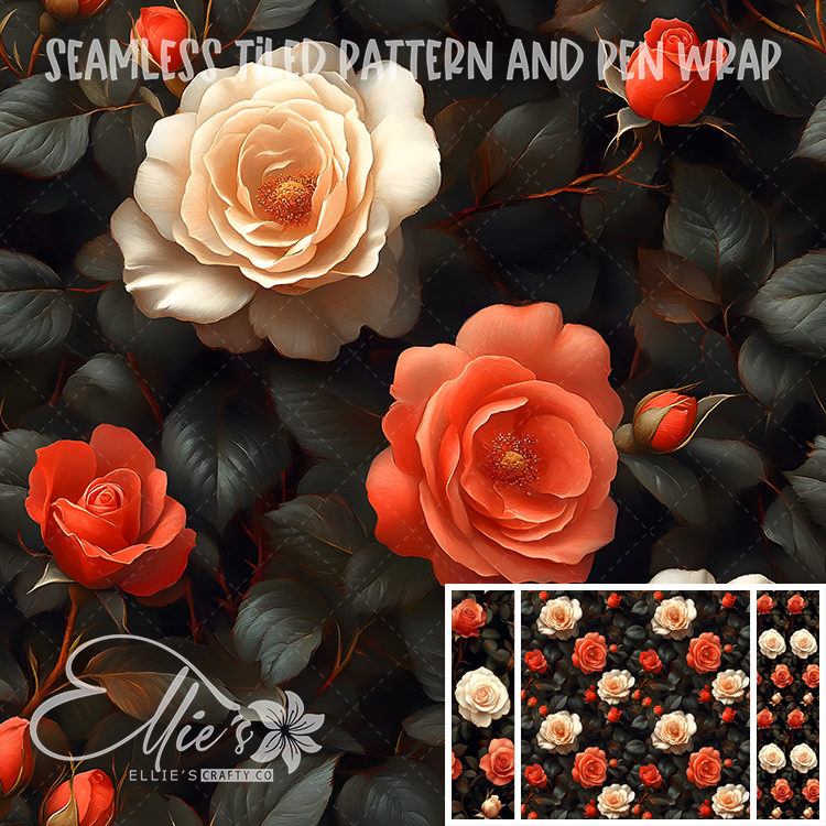 Floral 8 - Seamless Tiled Pattern Digital Images for Vinyl/Tumbler Wraps & Pen Wraps