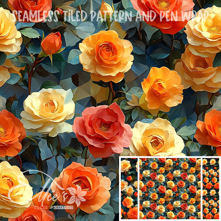 Floral 93 - Seamless Tiled Pattern Digital Images for Vinyl/Tumbler Wraps & Pen Wraps