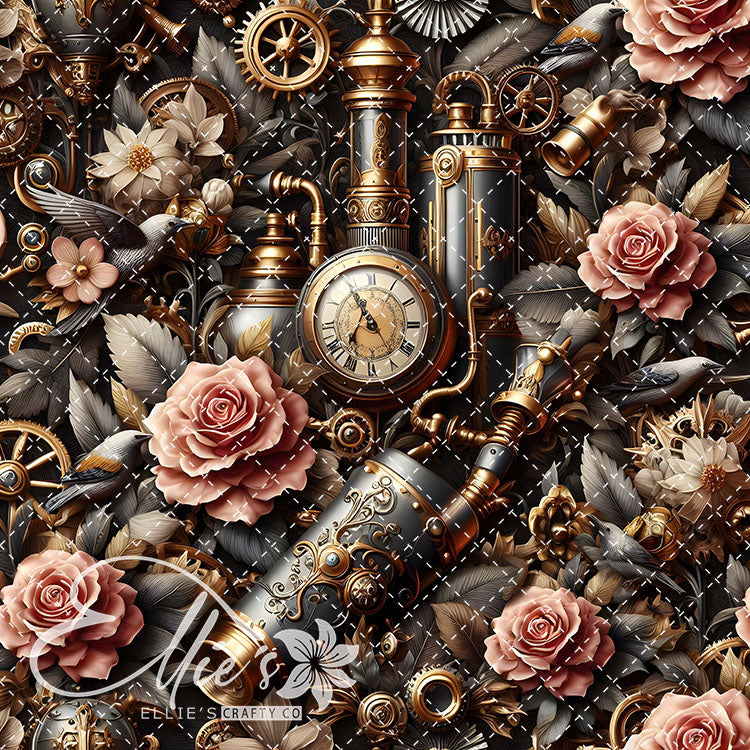 Steampunk Floral V1 22 Digital Images (Not Seamless)