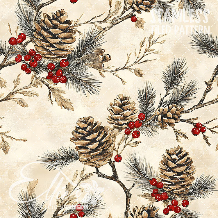 Pinecones - 10 Tiled Pattern Digital Images (Seamless)