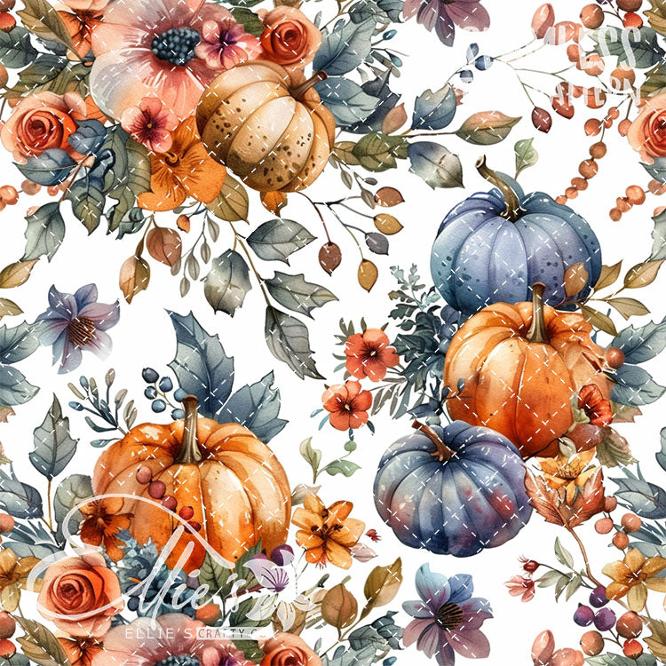 Watercolor Pumpkins Version 2 - 13 Tiled Pattern Digital Images (Seamless)