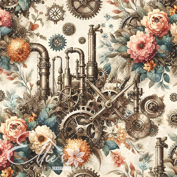 Steampunk Floral Antique V1 20 Digital Images (Not Seamless)