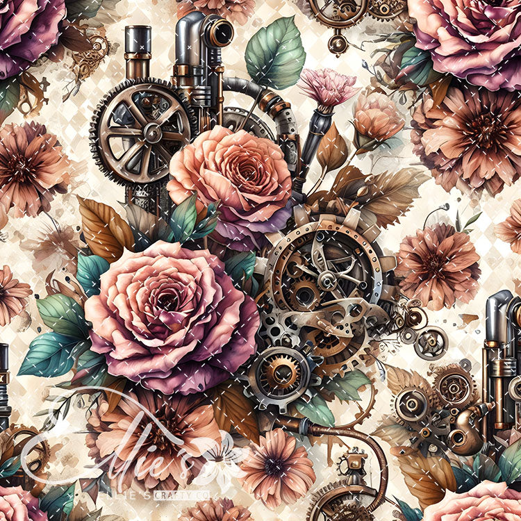 Steampunk Floral V2 20 Digital Images (Not Seamless)