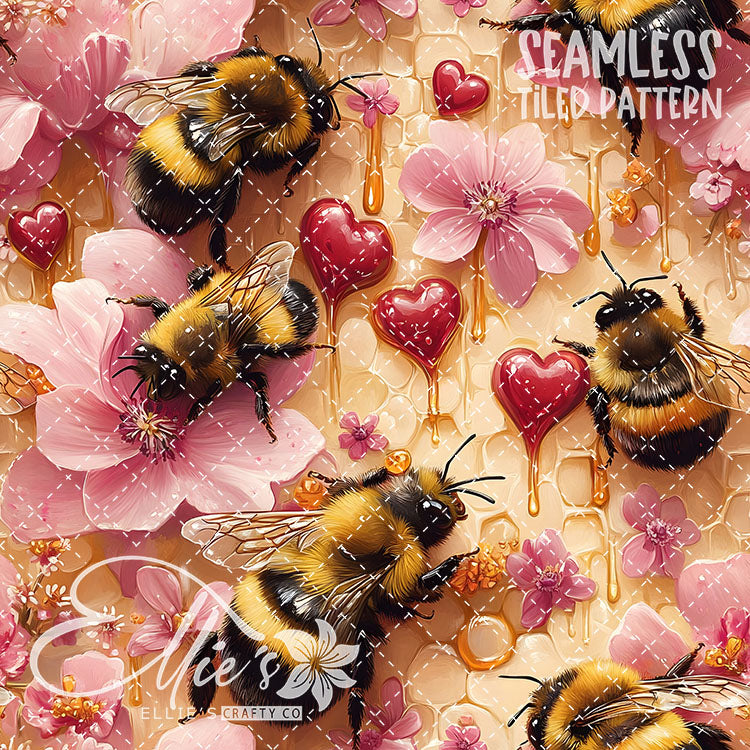 Bee Love Bundle 2 - 30 Tiled Pattern Digital Images (Seamless)