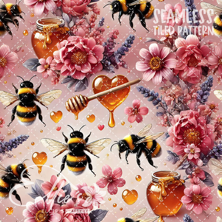 Bee Love Bundle 1 - 26 Tiled Pattern Digital Images (Seamless)