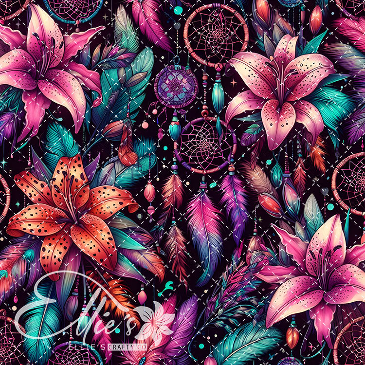 Floral Native American Neon Lilies 20 Digital Images (Not Seamless)