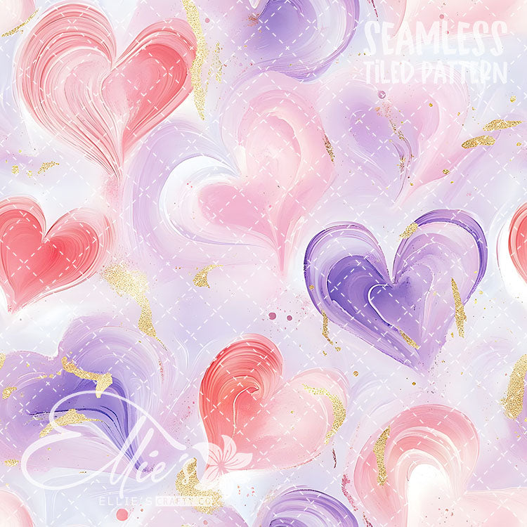 Pastel Hearts Valentines - 21 Tiled Pattern Digital Images (Seamless)