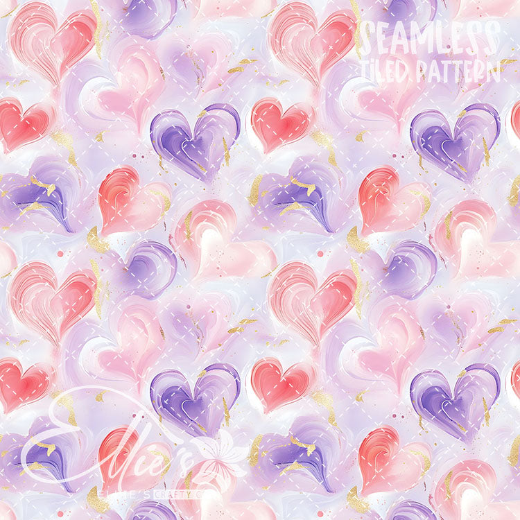 Pastel Hearts Valentines - 21 Tiled Pattern Digital Images (Seamless)