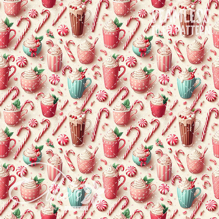 Christmas Hot Cocoa V1 - 10 Tiled Pattern Digital Images (Seamless)
