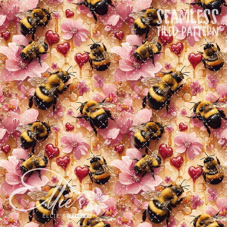 Bee Love Bundle 2 - 30 Tiled Pattern Digital Images (Seamless)
