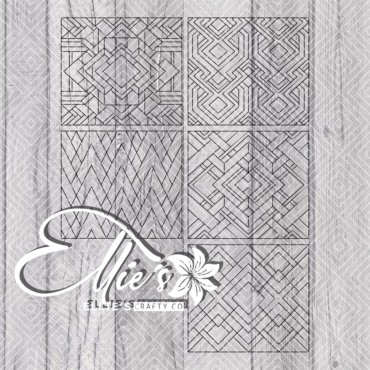 Art Deco Mosaic Collection V1-V5 Template for Straight Tumblers
