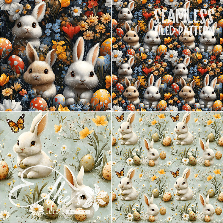 Easter Bunnies - 31 Tiled Pattern Digital Images (Seamless) & 3 Images (Not Seamless)
