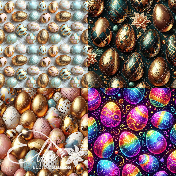 Easter Eggs - 21 Tiled Pattern Digital Images (Seamless) & 11 Images (Not Seamless)