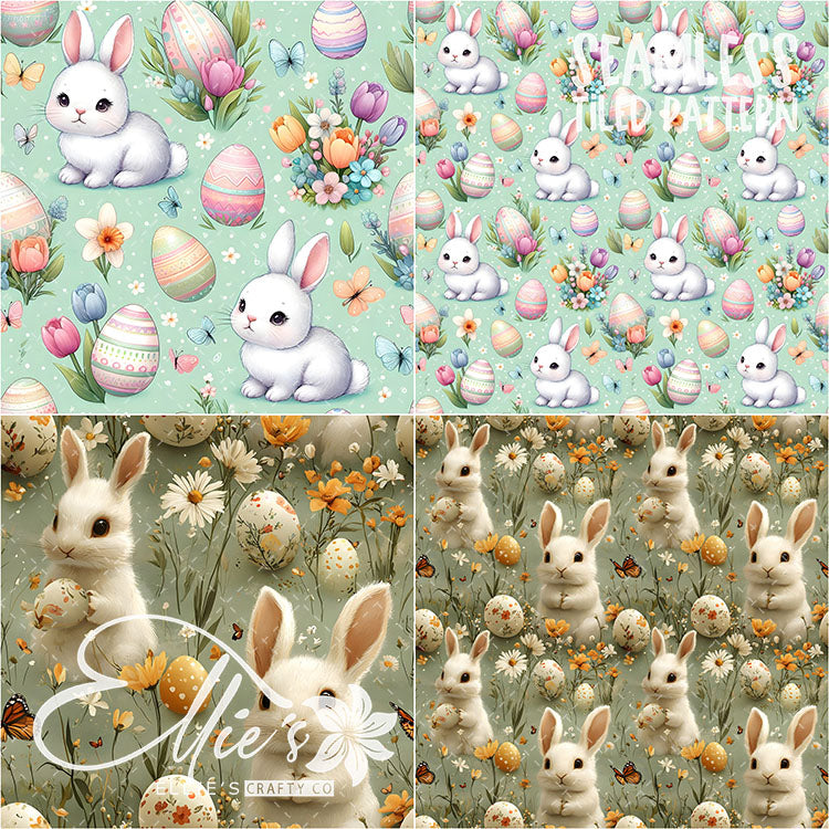 Easter Bunnies - 31 Tiled Pattern Digital Images (Seamless) & 3 Images (Not Seamless)