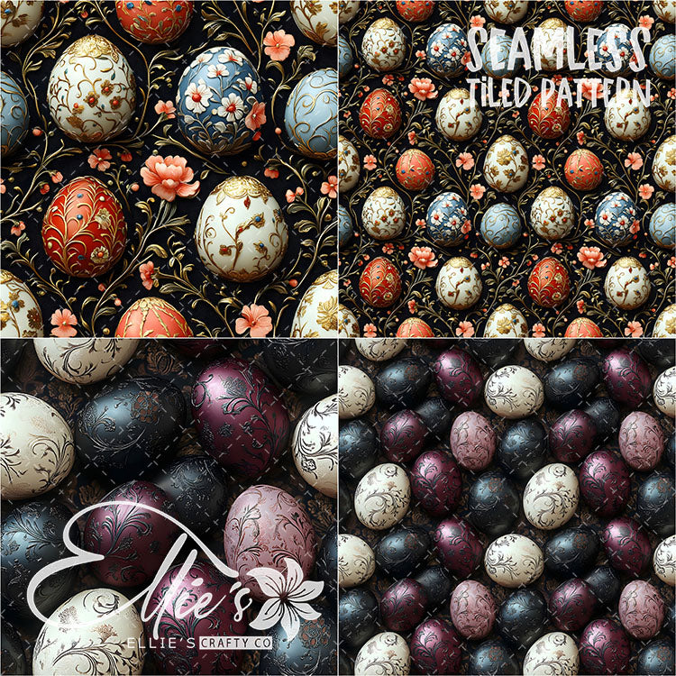 Easter Eggs - 21 Tiled Pattern Digital Images (Seamless) & 11 Images (Not Seamless)