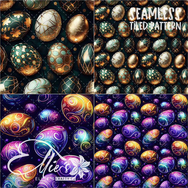 Easter Eggs - 21 Tiled Pattern Digital Images (Seamless) & 11 Images (Not Seamless)