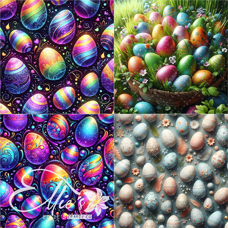 Easter Eggs - 21 Tiled Pattern Digital Images (Seamless) & 11 Images (Not Seamless)