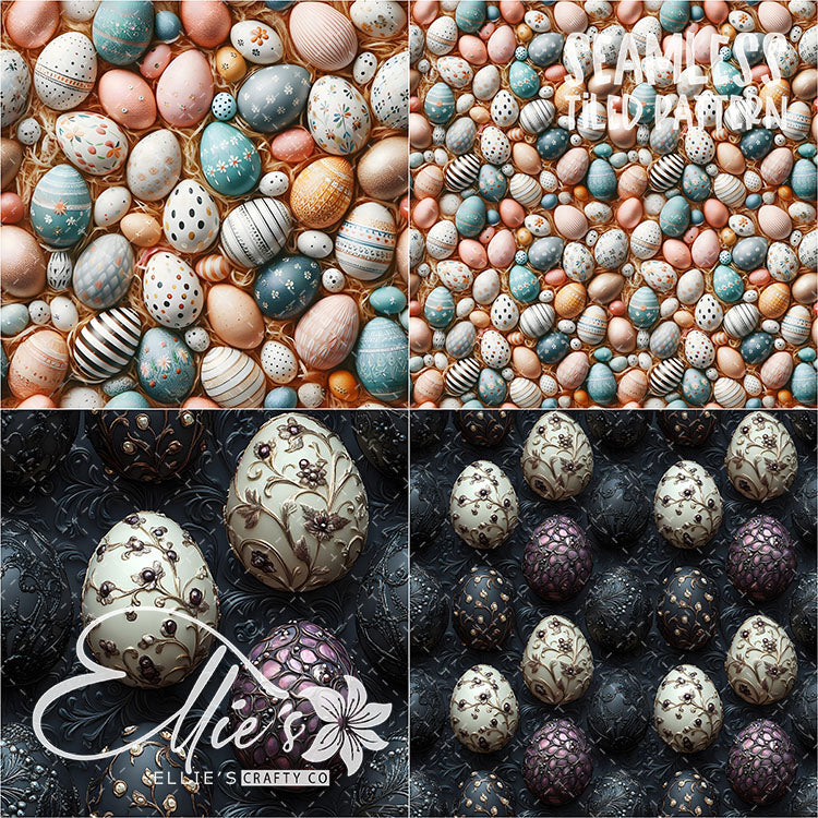 Easter Eggs - 21 Tiled Pattern Digital Images (Seamless) & 11 Images (Not Seamless)