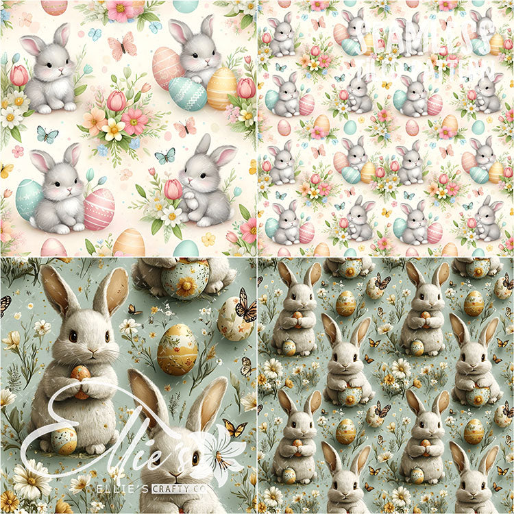 Easter Bunnies - 31 Tiled Pattern Digital Images (Seamless) & 3 Images (Not Seamless)