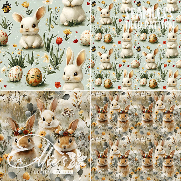Easter Bunnies - 31 Tiled Pattern Digital Images (Seamless) & 3 Images (Not Seamless)
