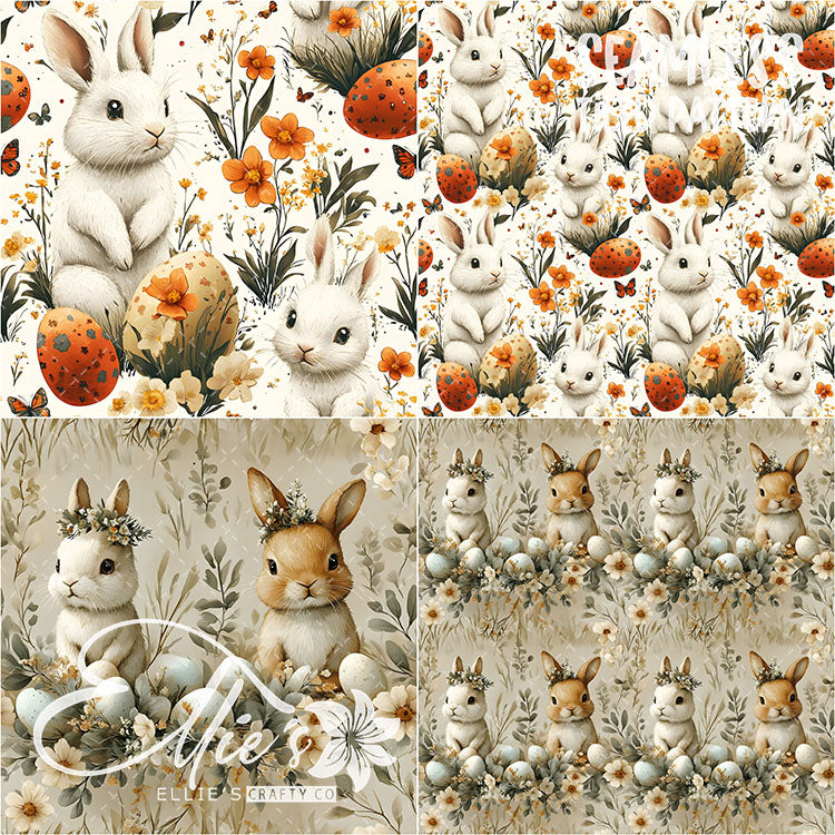 Easter Bunnies - 31 Tiled Pattern Digital Images (Seamless) & 3 Images (Not Seamless)