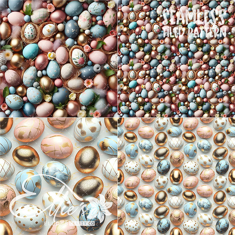 Easter Eggs - 21 Tiled Pattern Digital Images (Seamless) & 11 Images (Not Seamless)