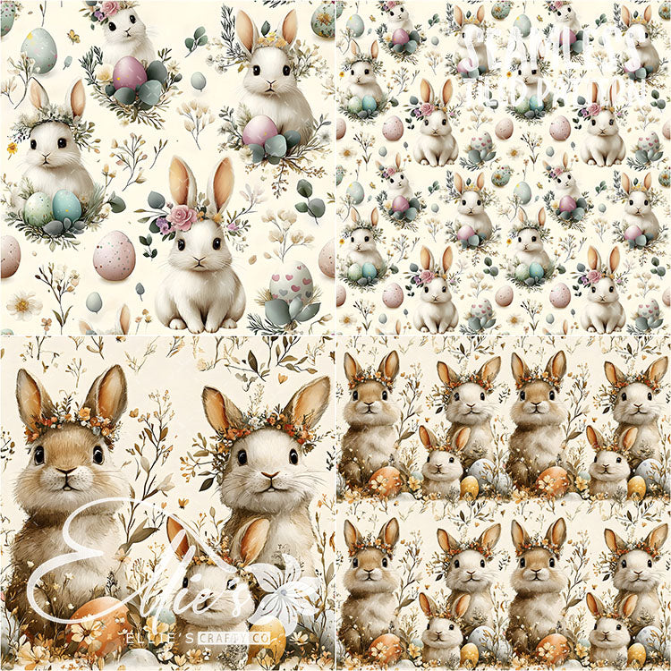 Easter Bunnies - 31 Tiled Pattern Digital Images (Seamless) & 3 Images (Not Seamless)