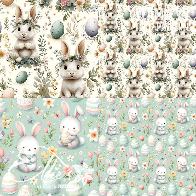 Easter Bunnies - 31 Tiled Pattern Digital Images (Seamless) & 3 Images (Not Seamless)