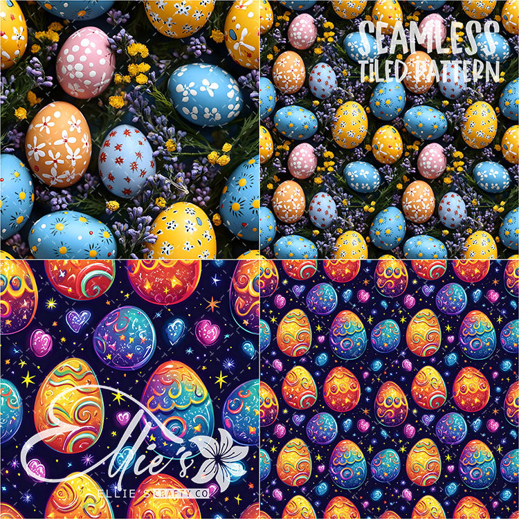 Easter Eggs - 21 Tiled Pattern Digital Images (Seamless) & 11 Images (Not Seamless)
