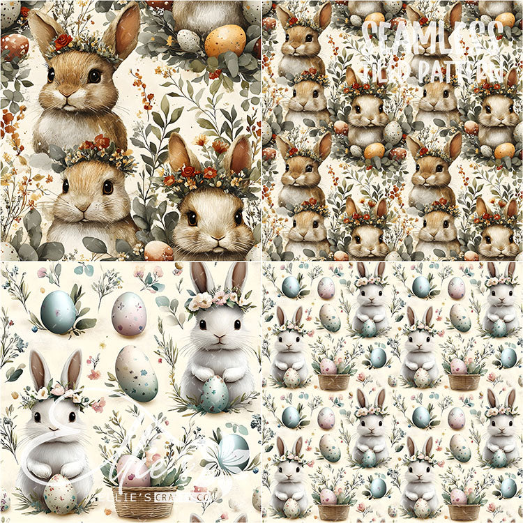 Easter Bunnies - 31 Tiled Pattern Digital Images (Seamless) & 3 Images (Not Seamless)