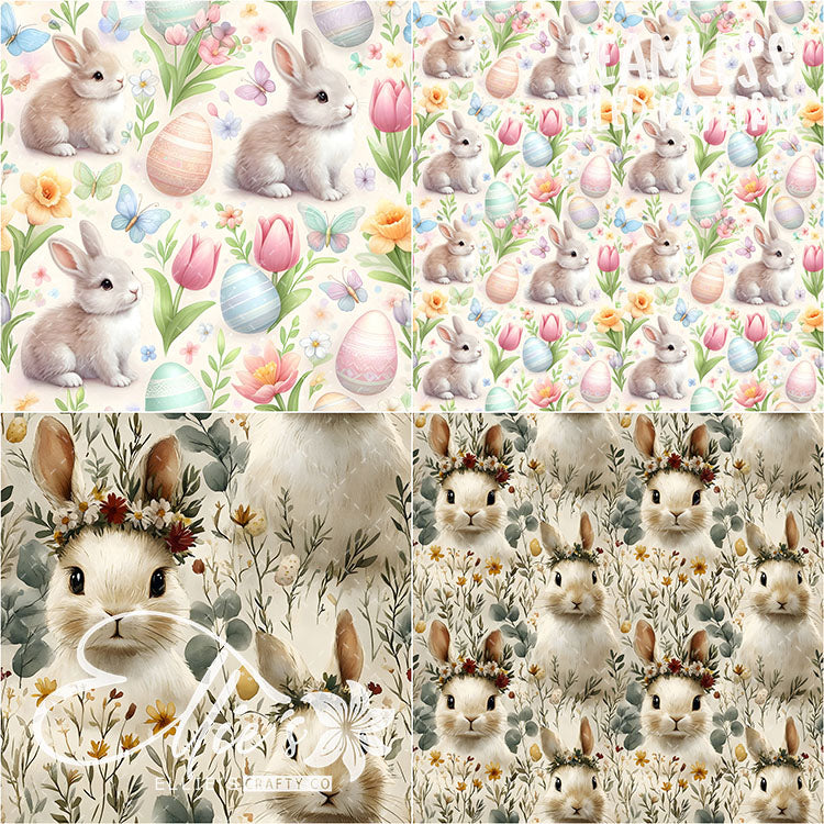 Easter Bunnies - 31 Tiled Pattern Digital Images (Seamless) & 3 Images (Not Seamless)