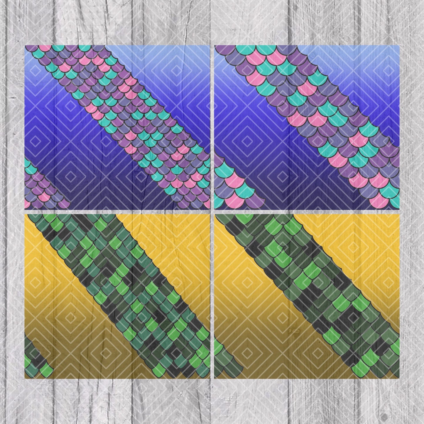 Mermaid and Dragon Swirl Template for Straight Tumblers