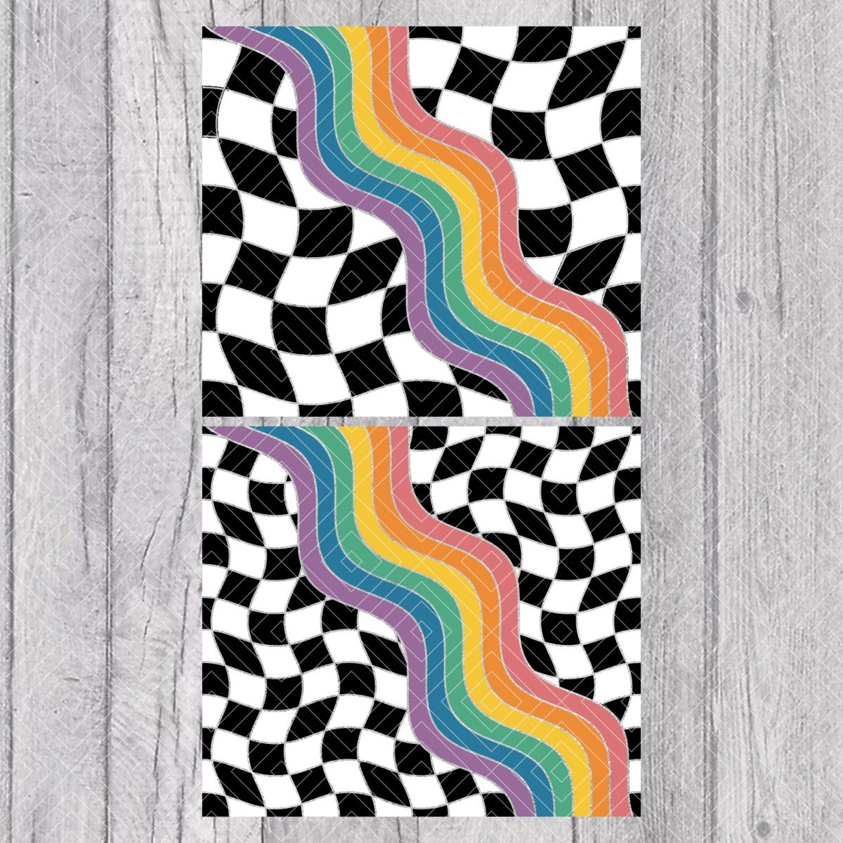 Groovy Warp Checkered Template for Straight Tumblers