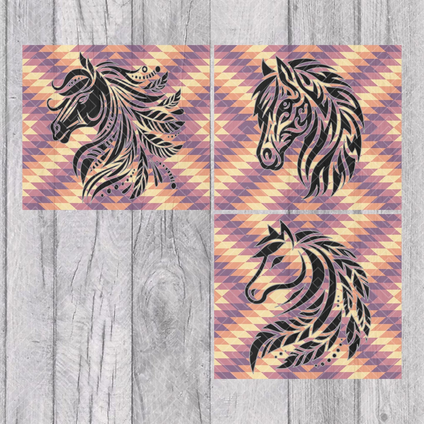 Bravo Inspired Southwestern Horses Template for Straight Tumblers