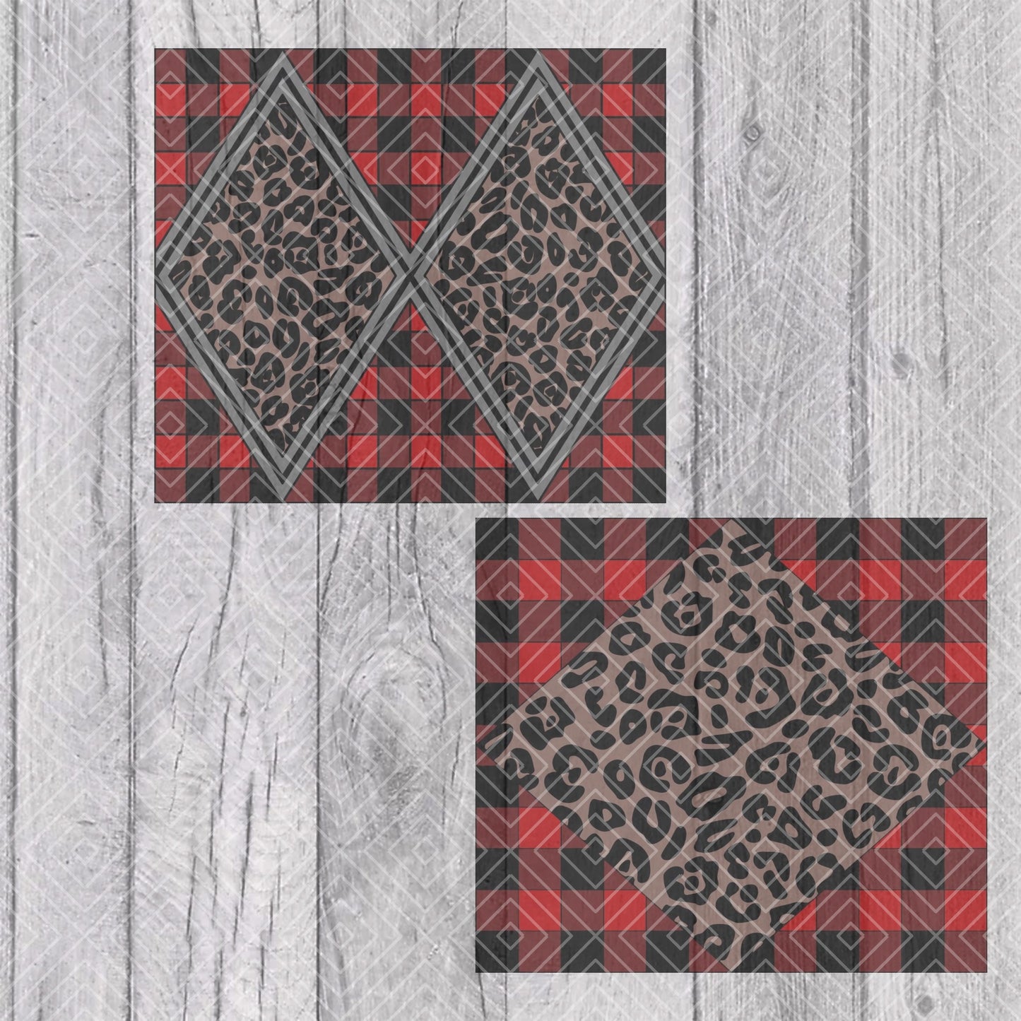 Buffalo Plaid Leopard Diamond Split Template for Straight Tumblers