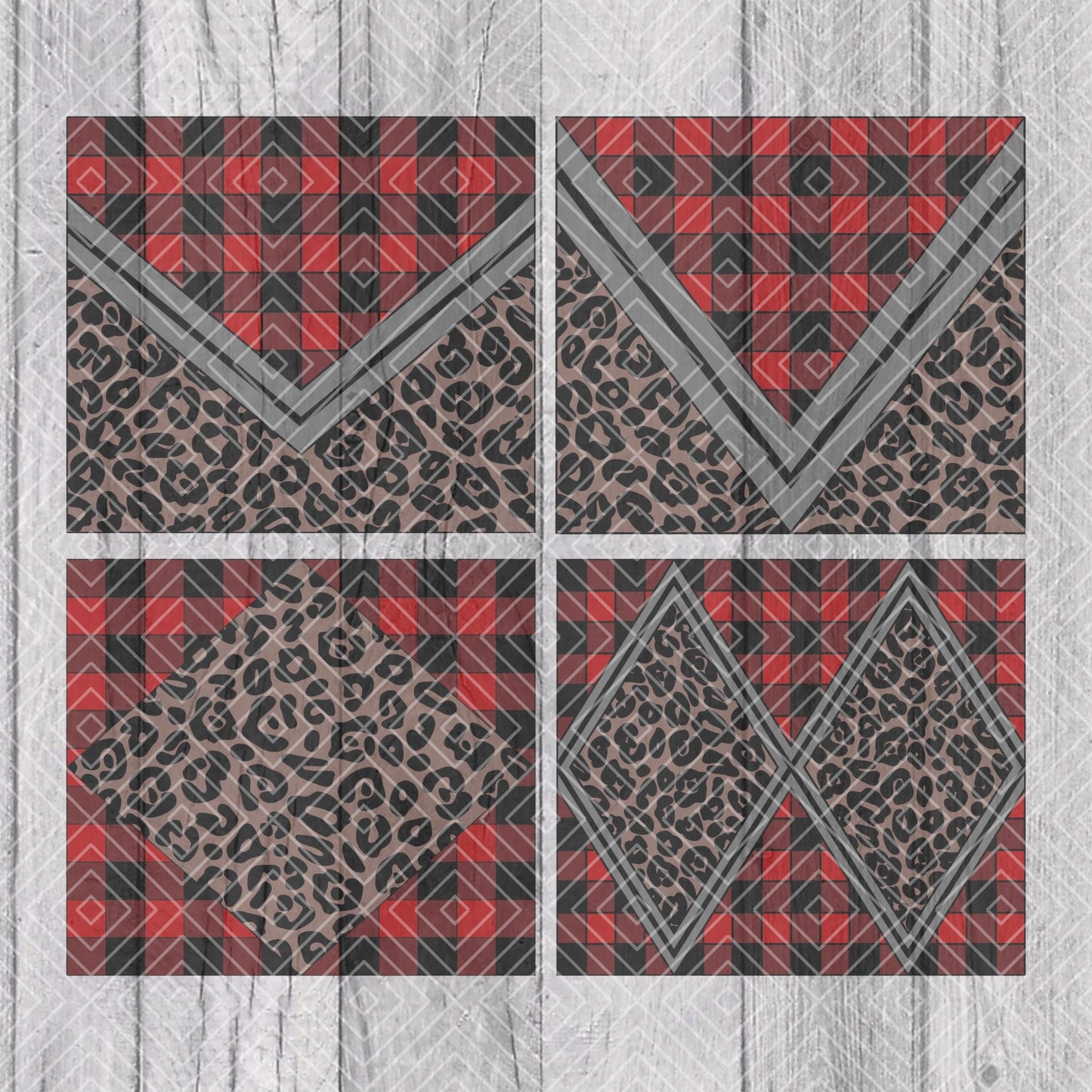 Buffalo Plaid Leopard Split Template Collection for Straight Tumblers