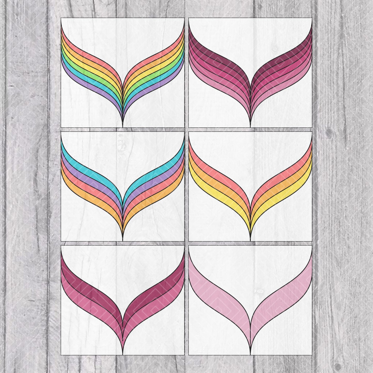 Mermaid Tail Vsplit Template for Straight Tumblers