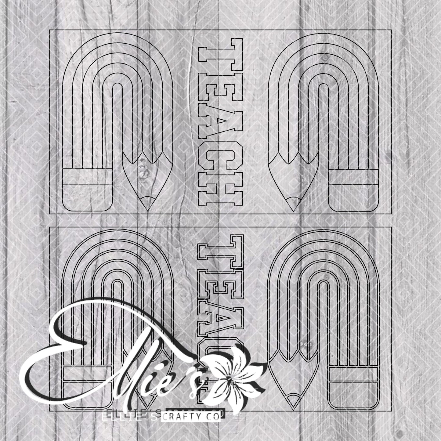 Tall Rainbow Pencil Teacher Burst Template for Mini Skinny Tumblers