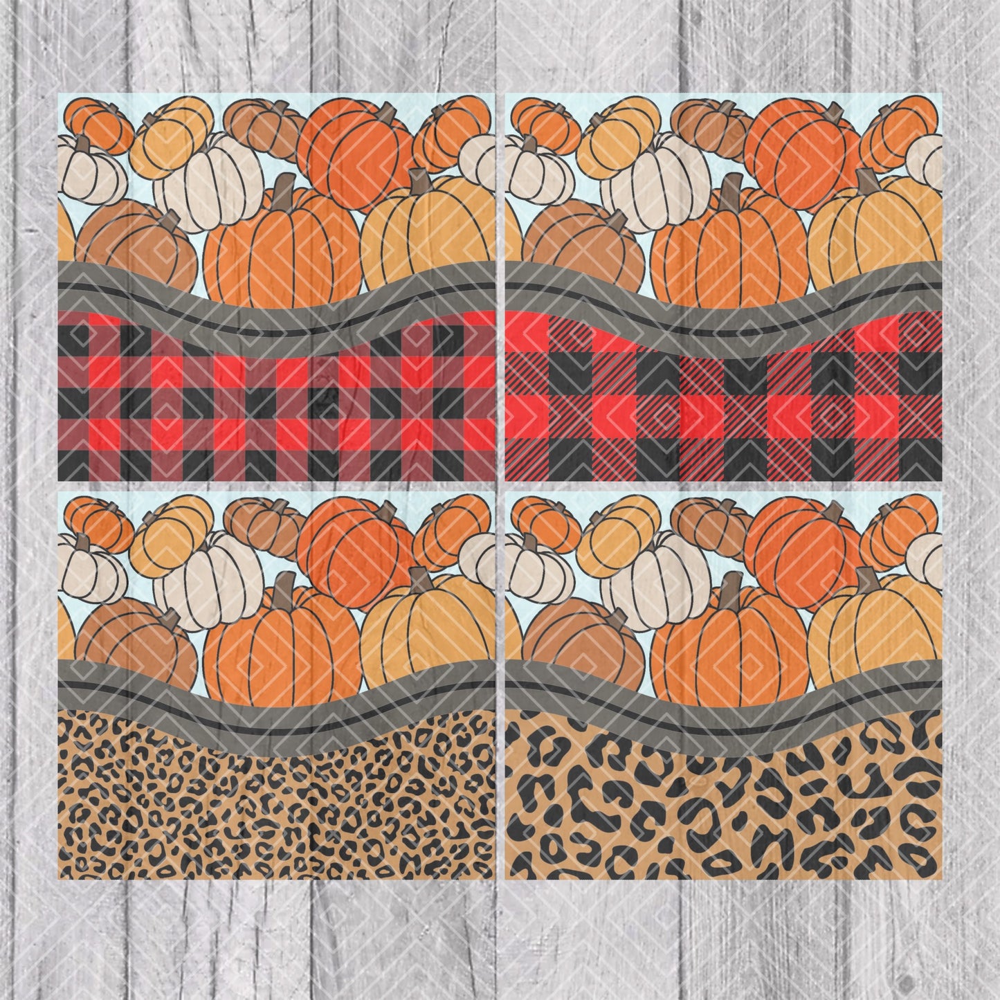 Pumpkins Leopard and Plaid Wave Template for Straight Tumblers