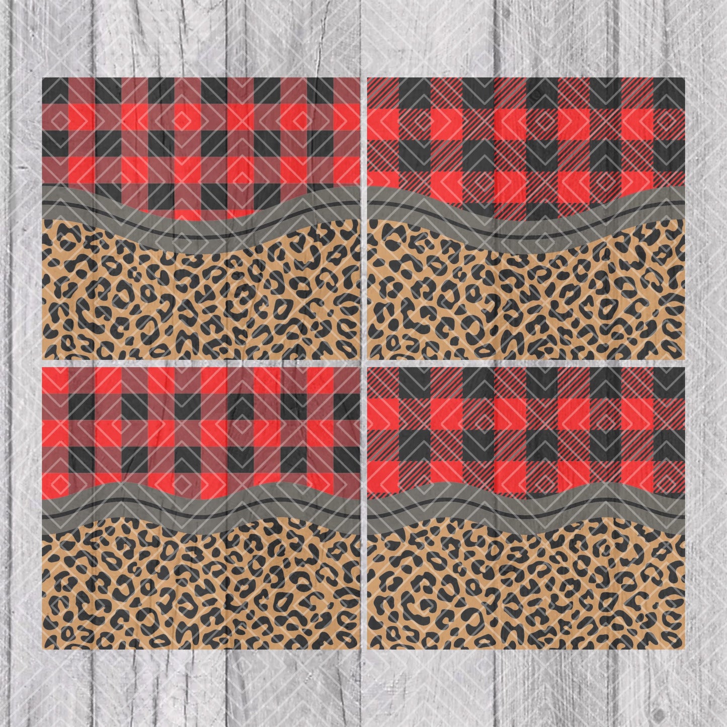 Buffalo Plaid Leopard Wave Split Template Collection for Straight Tumblers