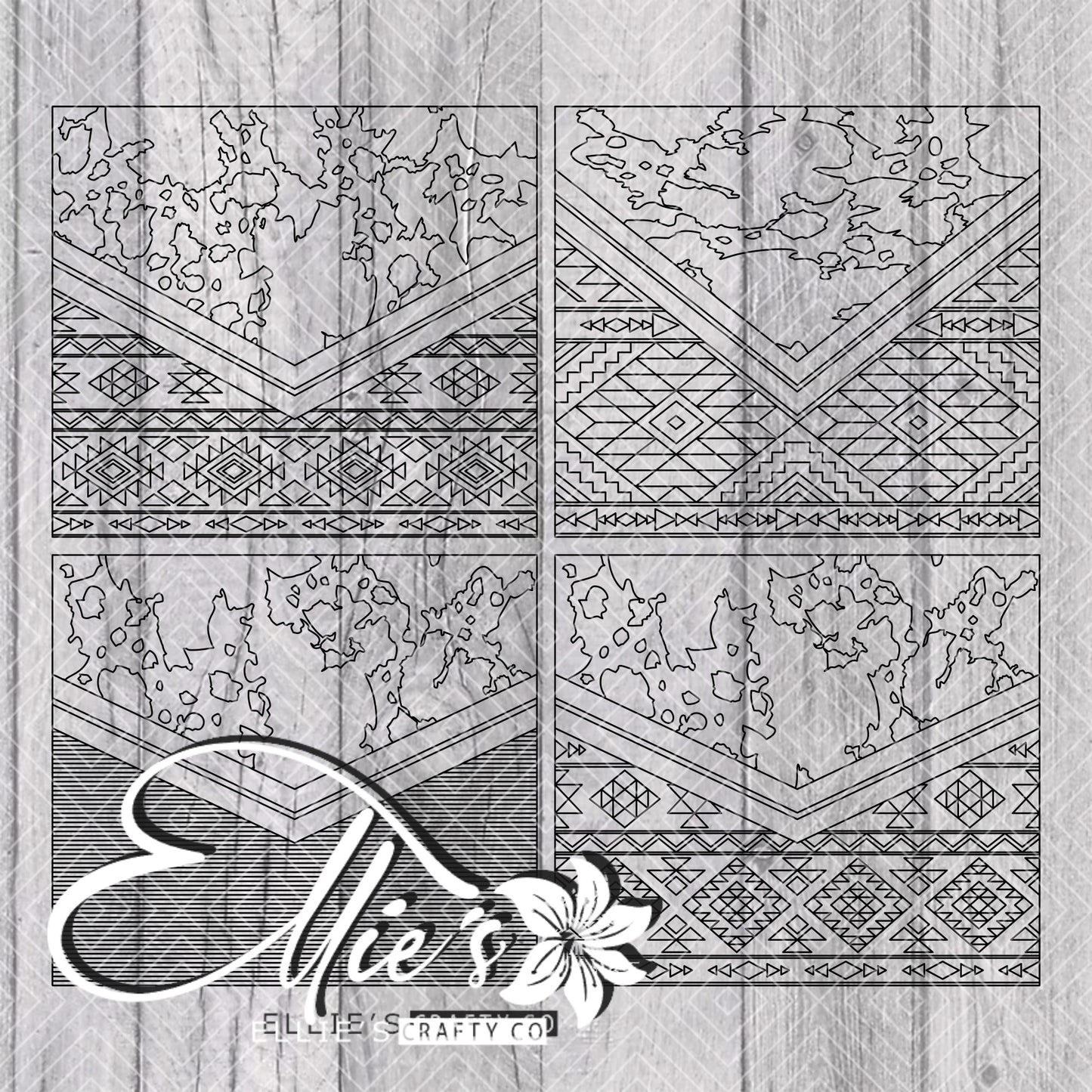 Cowhide Southwestern Blanket Vsplit Template for Straight Tumblers