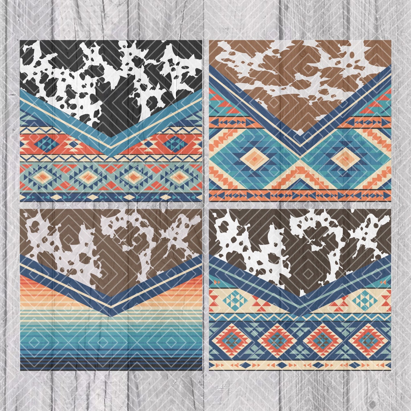 Cowhide Southwestern Blanket Vsplit Template for Straight Tumblers