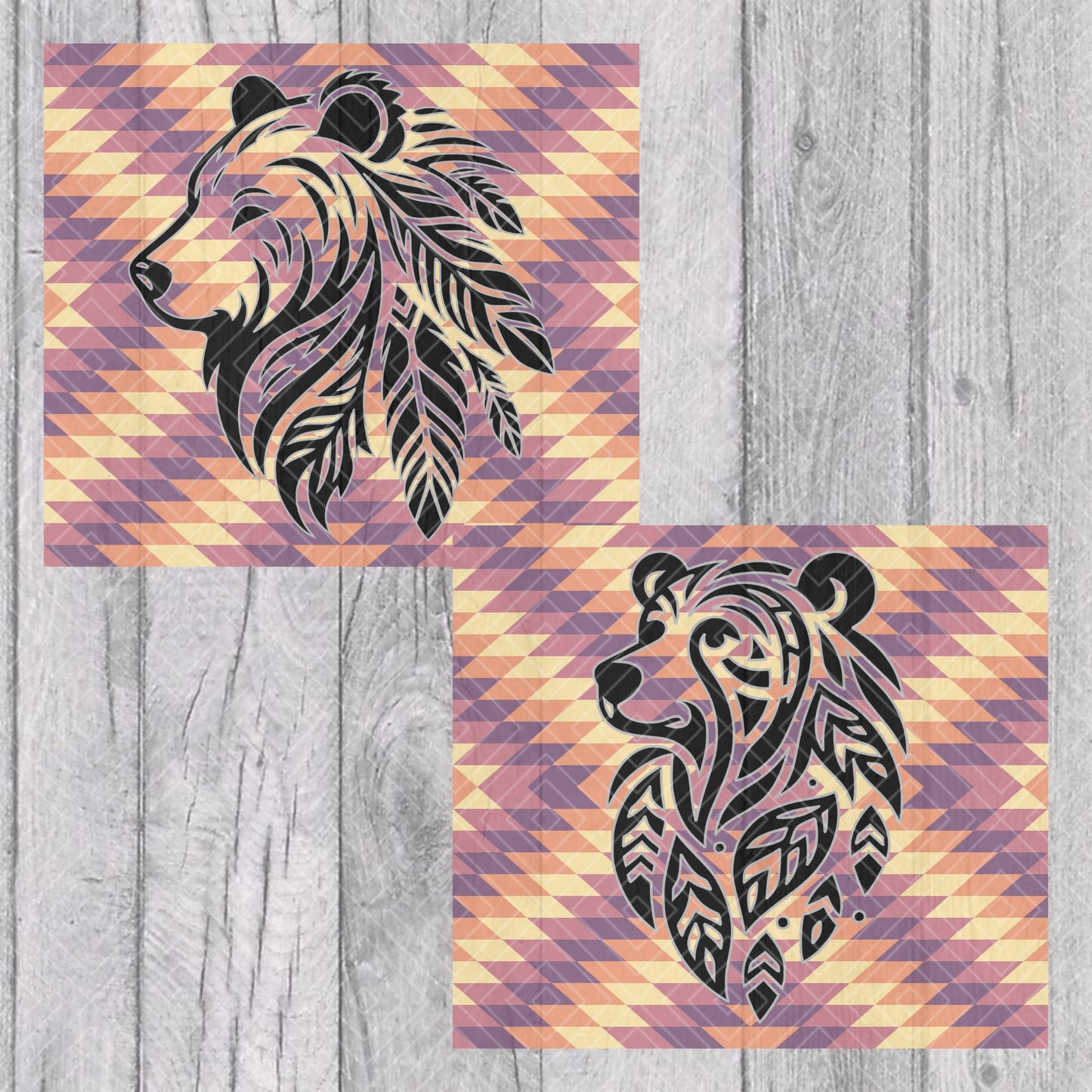 Bravo Inspired Southwestern Bears Template for Straight Tumblers