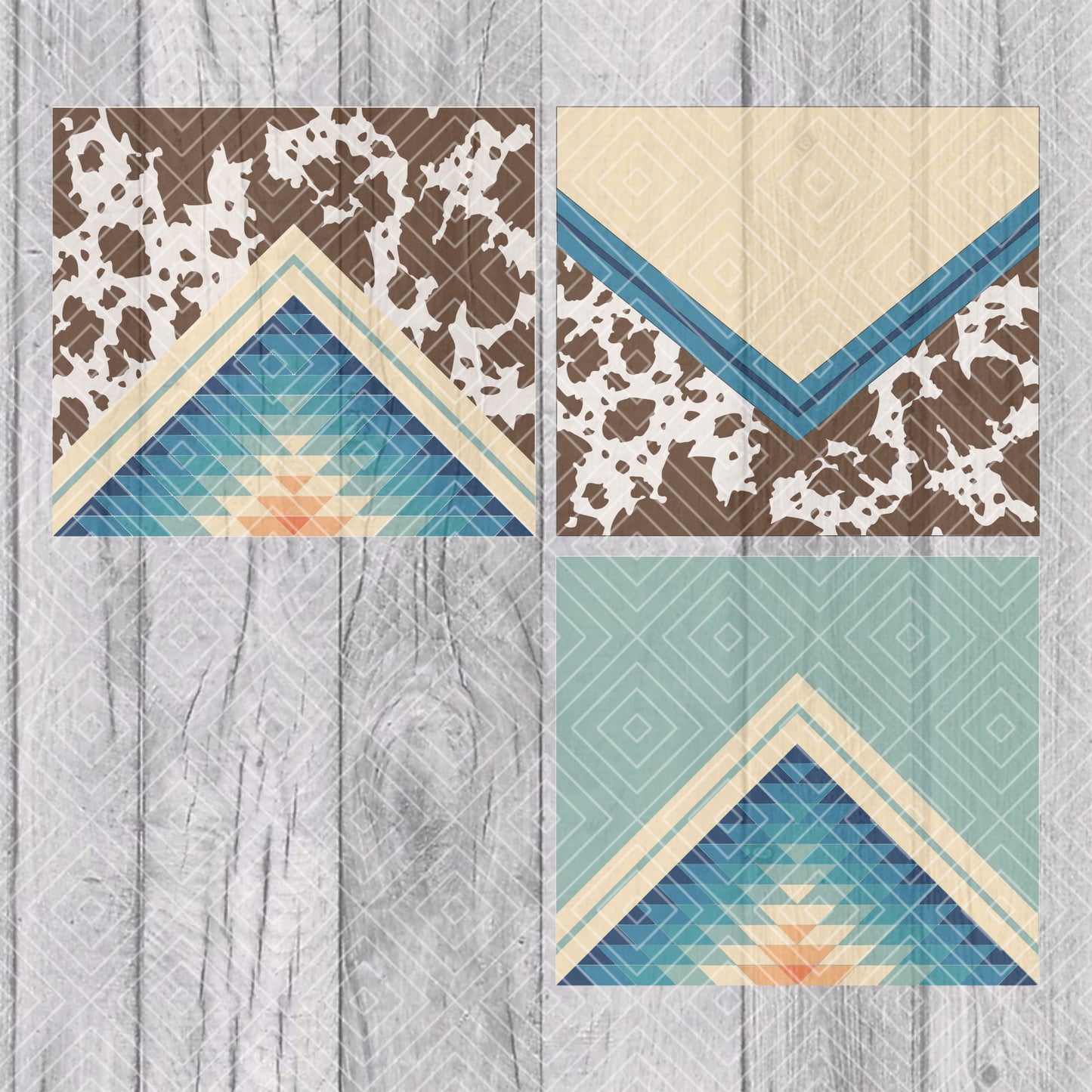 Southwestern Cowhide Vsplit Template for Straight Tumblers