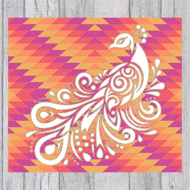 Bravo Inspired Southwestern Peacock Template for Straight Tumblers
