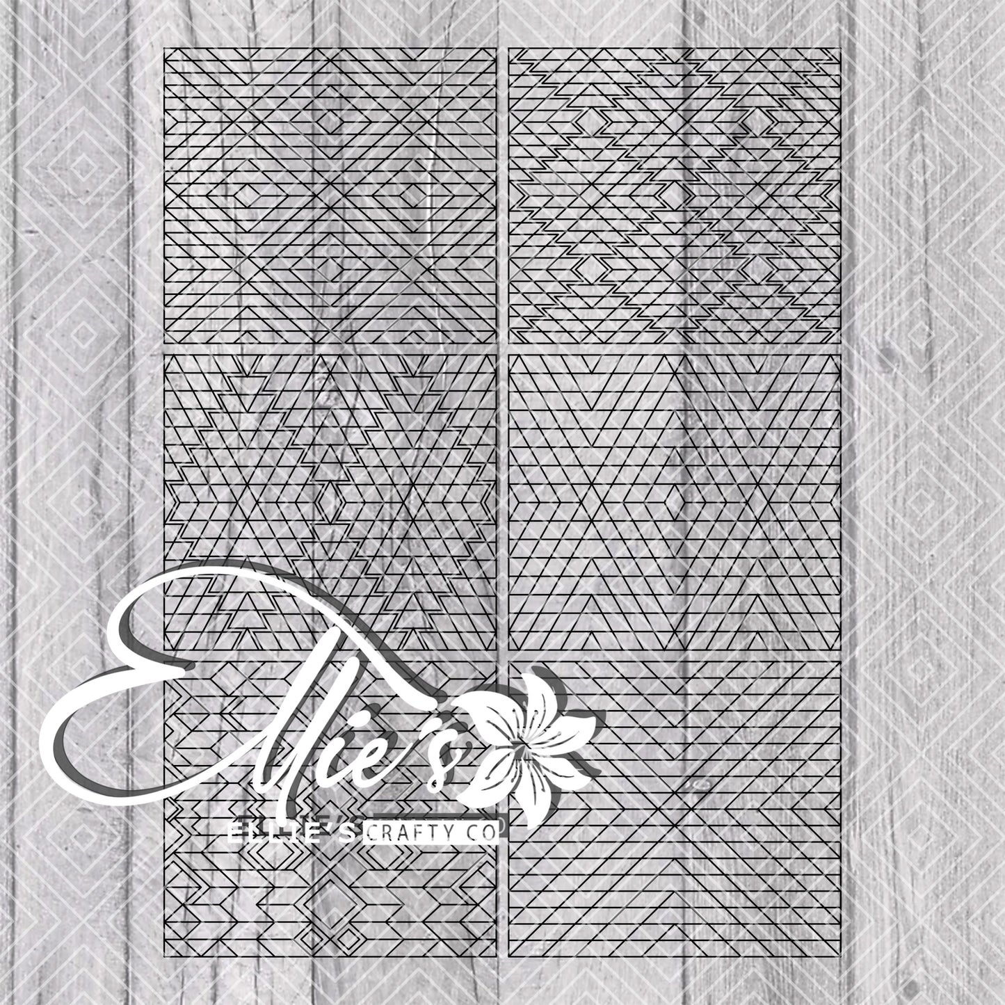 Southwestern Collection V1-V4 Template for Straight Tumblers