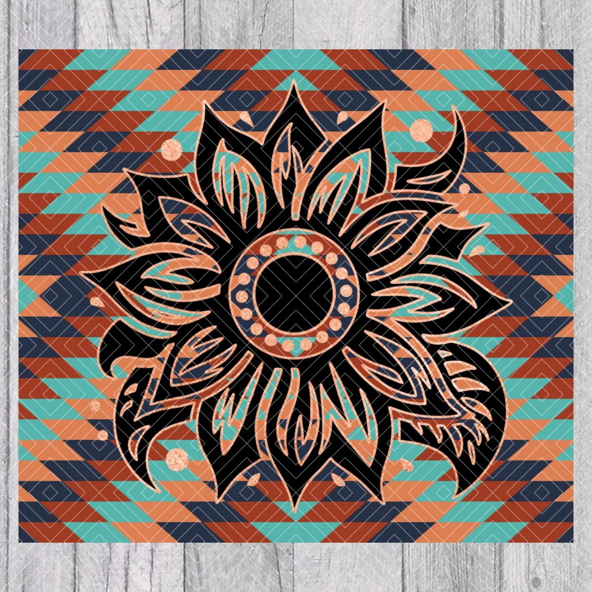 Bravo Inspired Southwestern Sunflower Template for Straight Tumblers